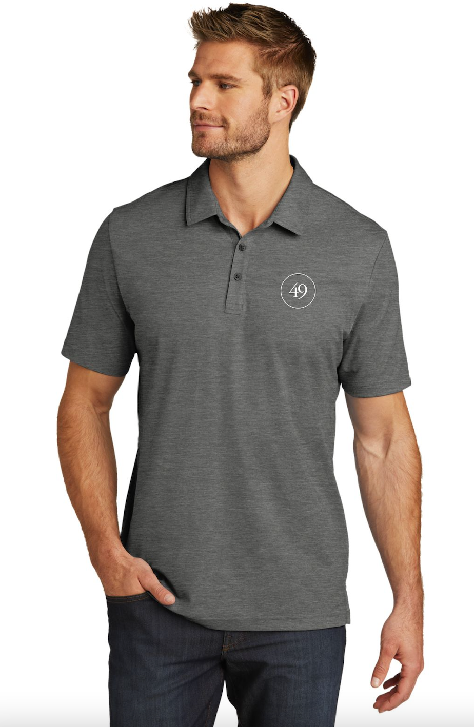 TravisMathew Polo - Circle Logo | Quiet Shade Grey Heather