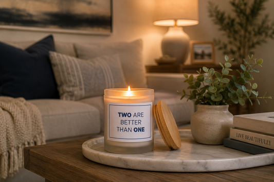 Frosted Candle with Bamboo Lid